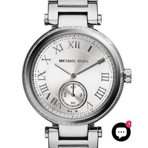 NEW Michael Kors Skylar SilverTone Roman Numeral Dial Stainless Steel Watch